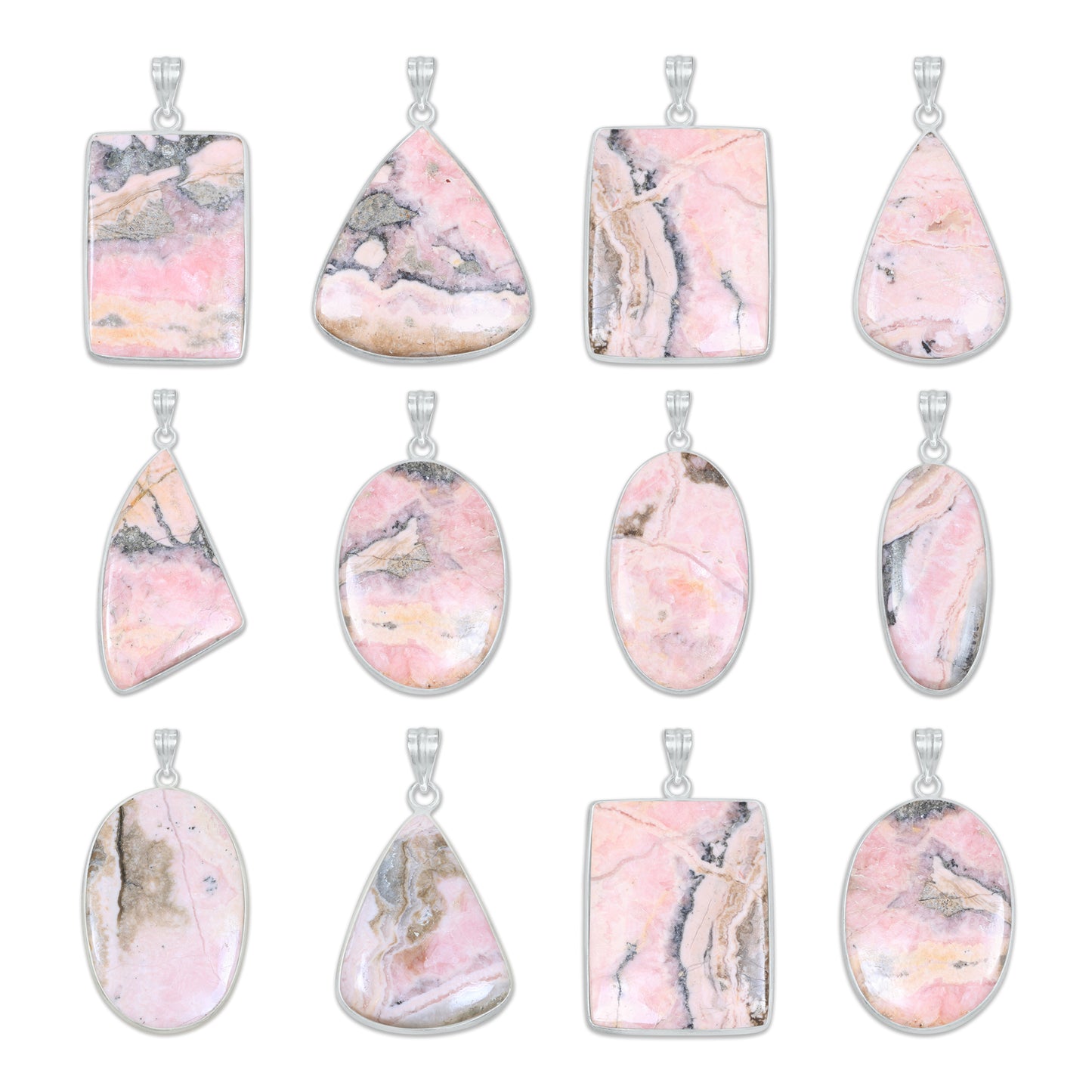 Pendentifs en pierres précieuses amazonites faits à la main - Qualité AAA, laiton plaqué argent, formes assorties