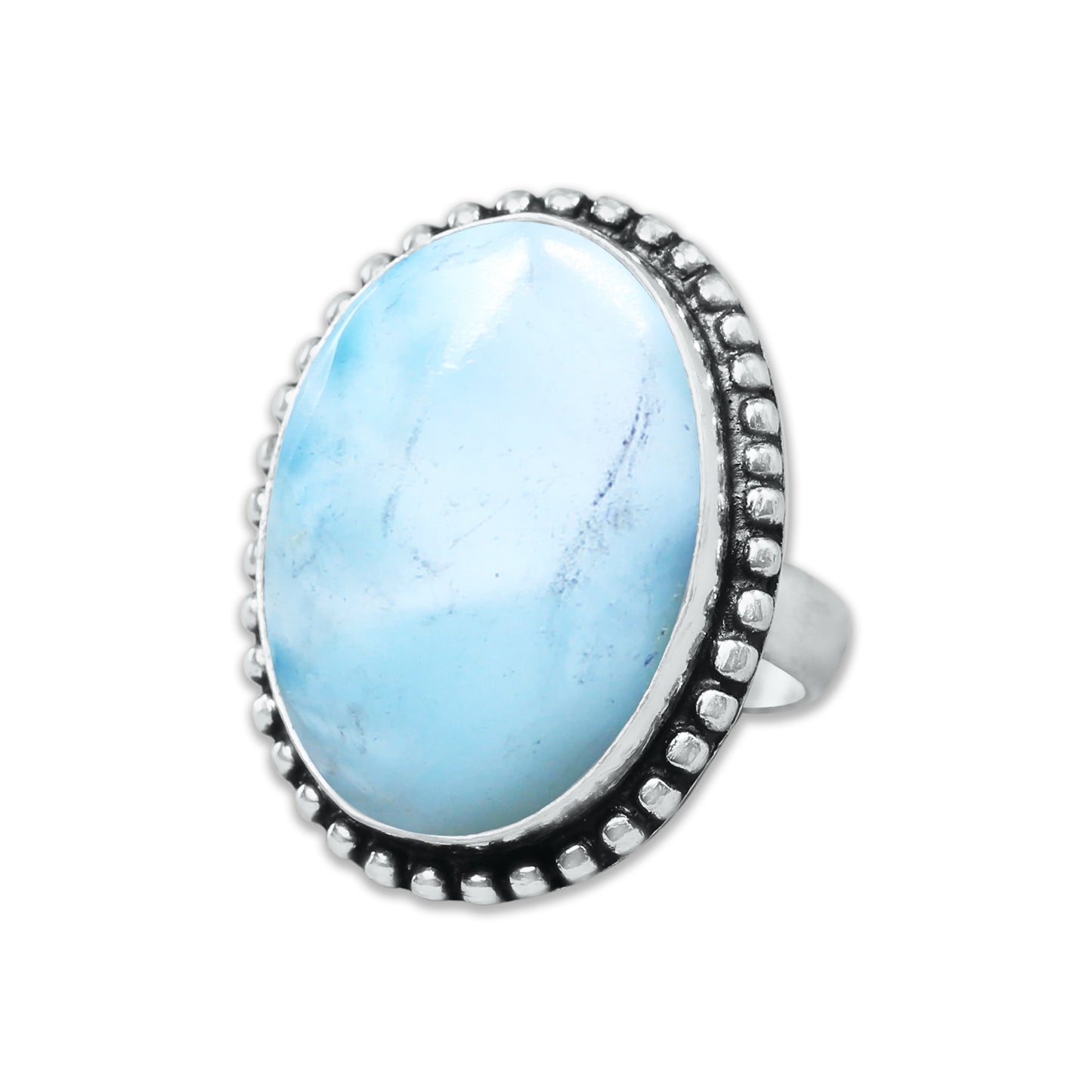Handmade Silver-Plated Larimar Rings – Minimalist Ocean-Inspired Jewelry (Natural Larimar)