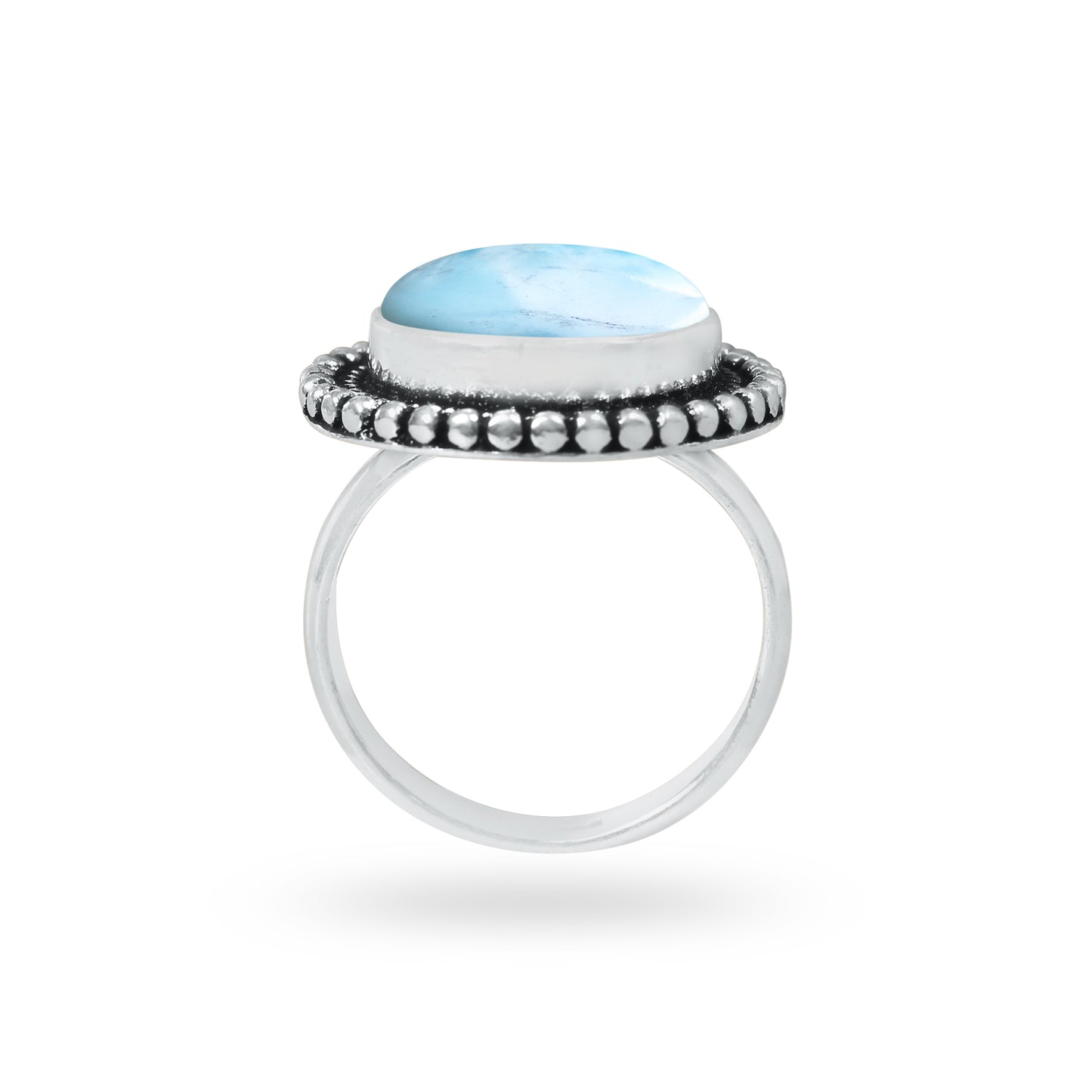 Handmade Silver-Plated Larimar Rings – Minimalist Ocean-Inspired Jewelry (Natural Larimar)