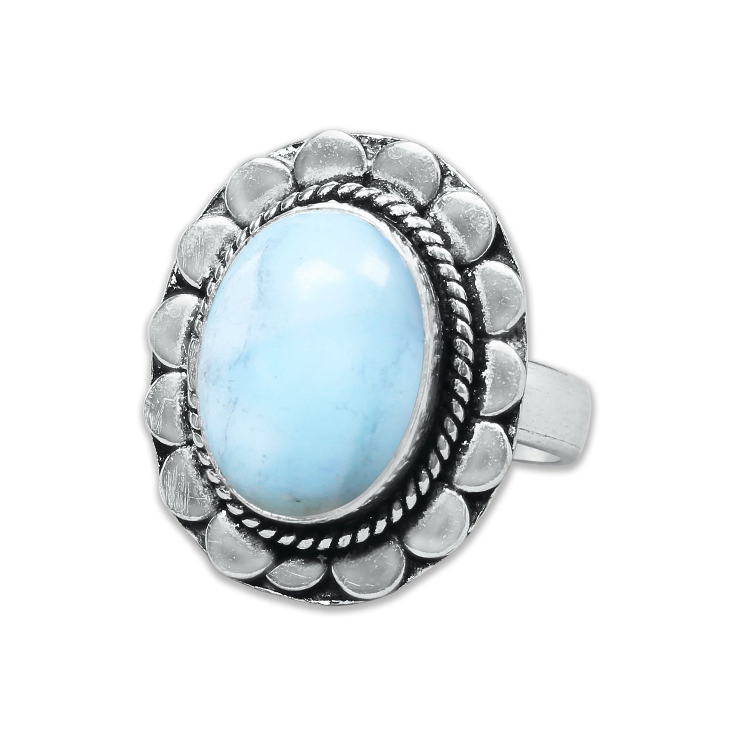 Handmade Silver-Plated Larimar Rings – Minimalist Ocean-Inspired Jewelry (Natural Larimar)