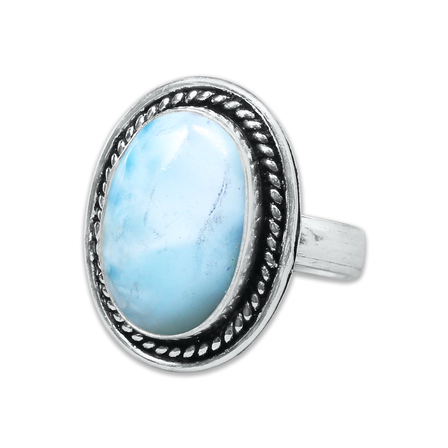 Handmade Silver-Plated Larimar Rings – Minimalist Ocean-Inspired Jewelry (Natural Larimar)