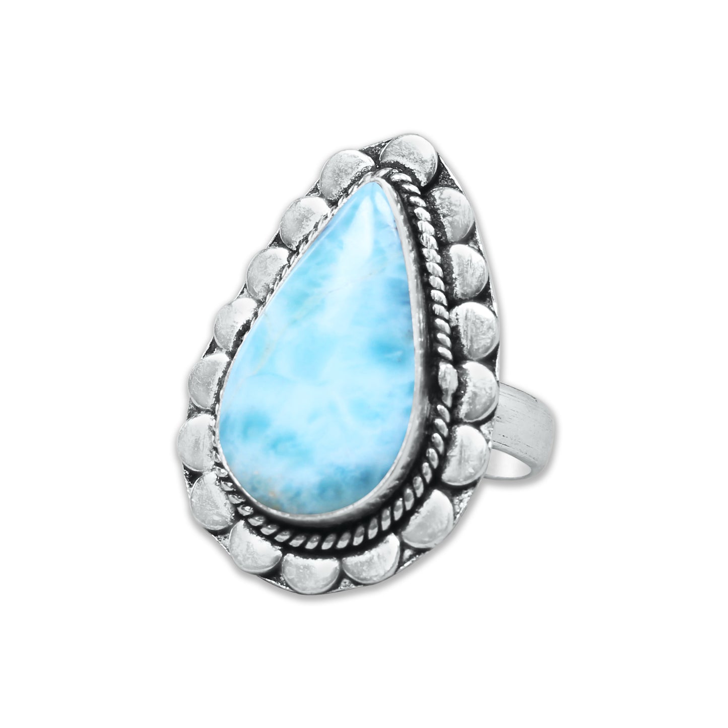 Handmade Silver-Plated Larimar Rings – Minimalist Ocean-Inspired Jewelry (Natural Larimar)