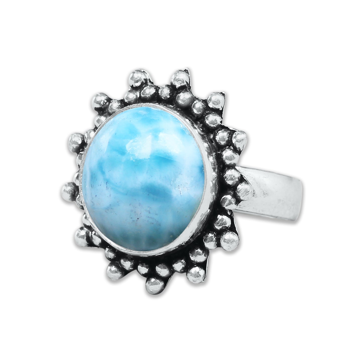 Handmade Silver-Plated Larimar Rings – Minimalist Ocean-Inspired Jewelry (Natural Larimar)