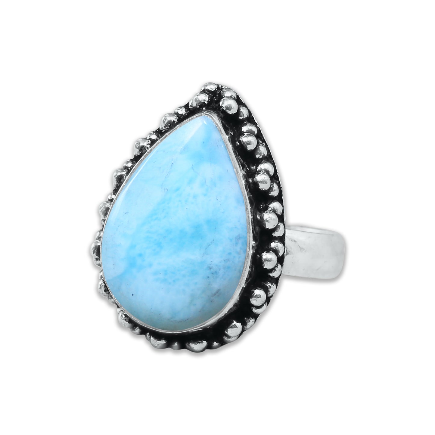 Handmade Silver-Plated Larimar Rings – Minimalist Ocean-Inspired Jewelry (Natural Larimar)