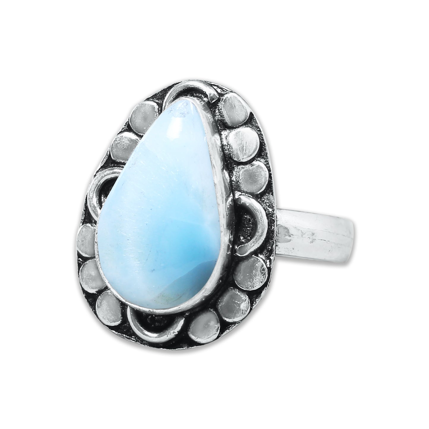 Handmade Silver-Plated Larimar Rings – Minimalist Ocean-Inspired Jewelry (Natural Larimar)