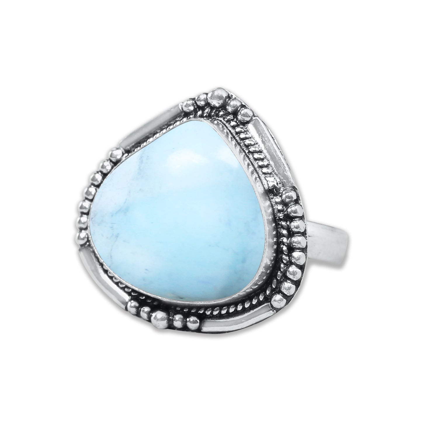Handmade Silver-Plated Larimar Rings – Minimalist Ocean-Inspired Jewelry (Natural Larimar)