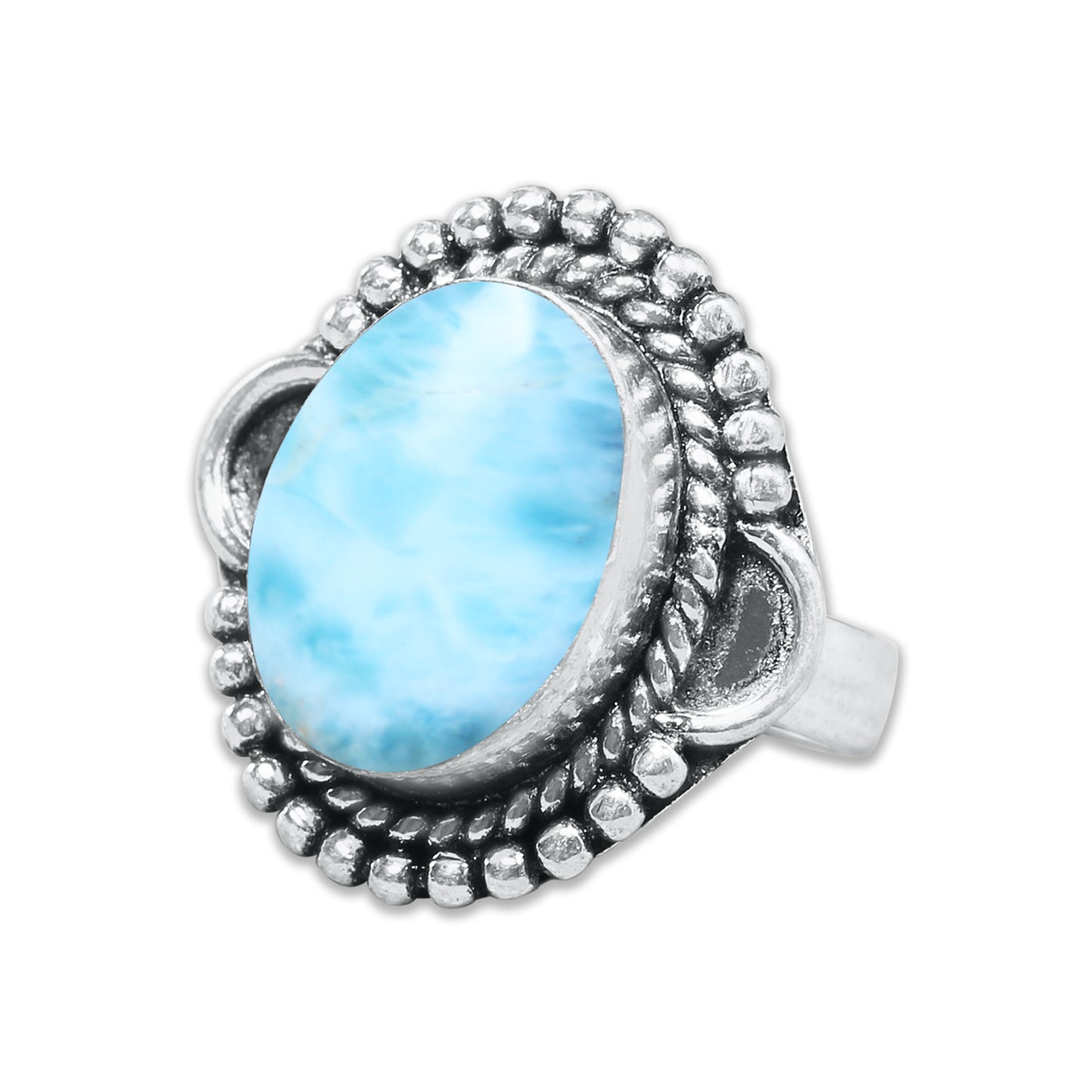 Handmade Silver-Plated Larimar Rings – Minimalist Ocean-Inspired Jewelry (Natural Larimar)
