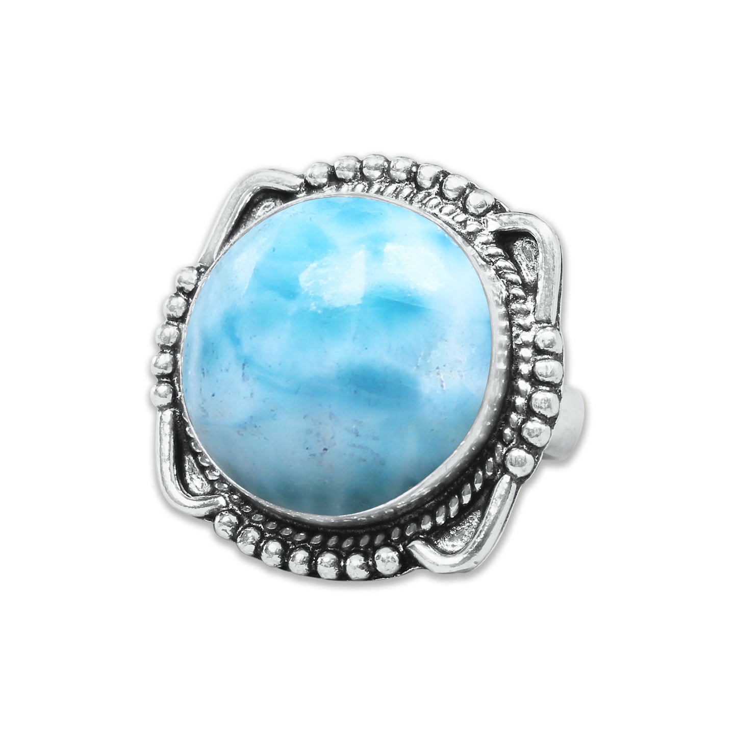 Handmade Silver-Plated Larimar Rings – Minimalist Ocean-Inspired Jewelry (Natural Larimar)