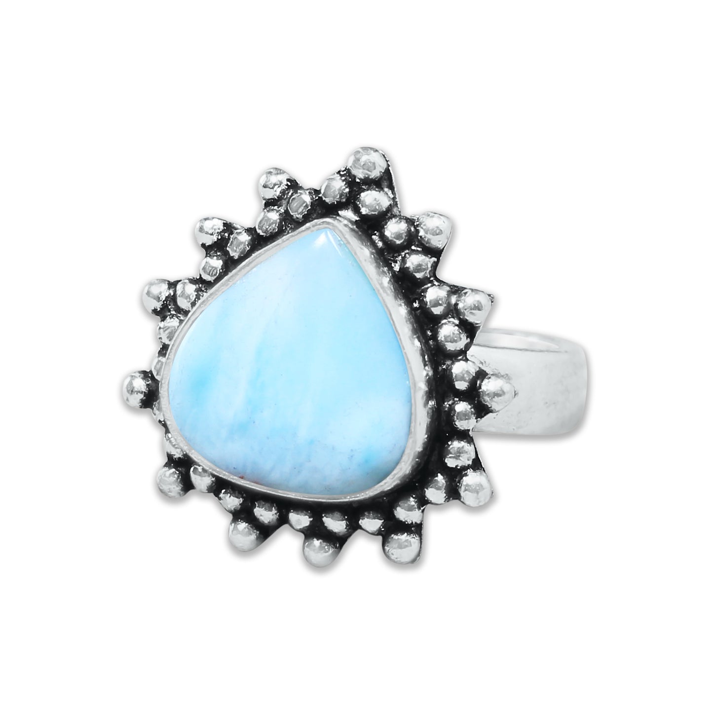 Handmade Silver-Plated Larimar Rings – Minimalist Ocean-Inspired Jewelry (Natural Larimar)