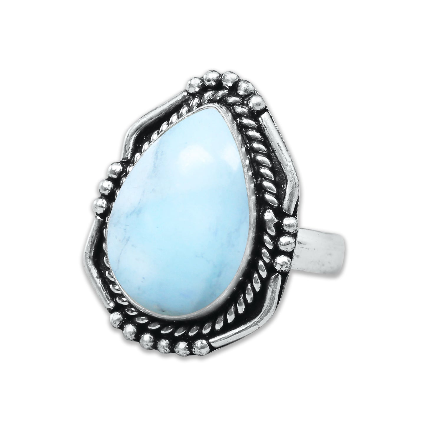 Handmade Silver-Plated Larimar Rings – Minimalist Ocean-Inspired Jewelry (Natural Larimar)