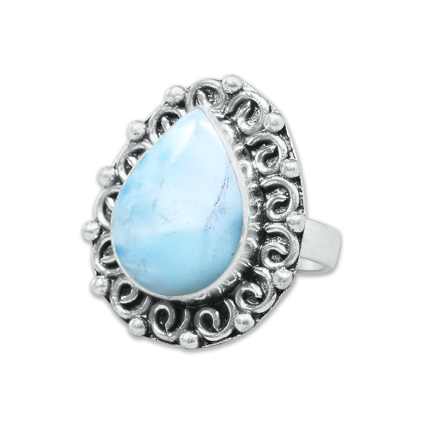 Handmade Silver-Plated Larimar Rings – Minimalist Ocean-Inspired Jewelry (Natural Larimar)
