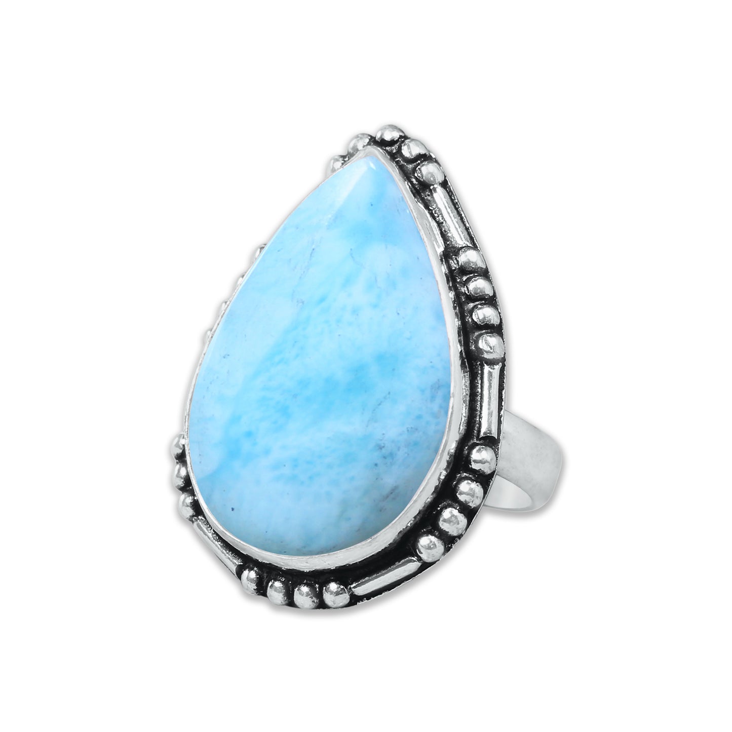 Handmade Silver-Plated Larimar Rings – Minimalist Ocean-Inspired Jewelry (Natural Larimar)