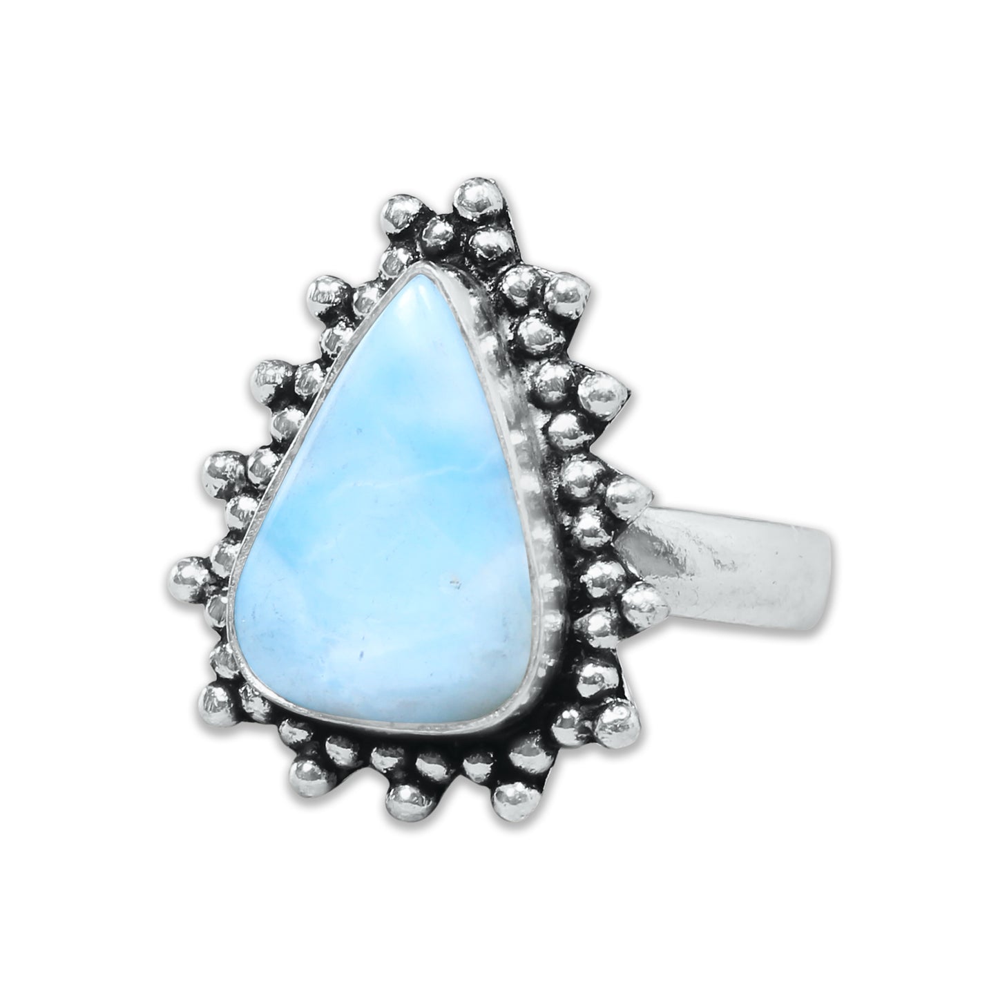 Handmade Silver-Plated Larimar Rings – Minimalist Ocean-Inspired Jewelry (Natural Larimar)
