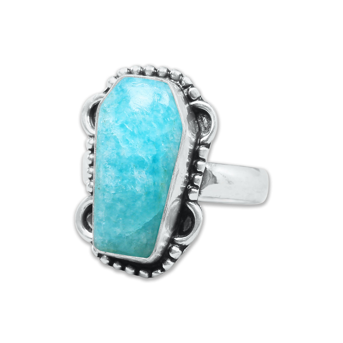 Coffin-Cut Statement Rings – Silver-Plated, Handmade, Assorted Gemstones (US Sizes 6–10, Non-Adjustable) | Wholesale
