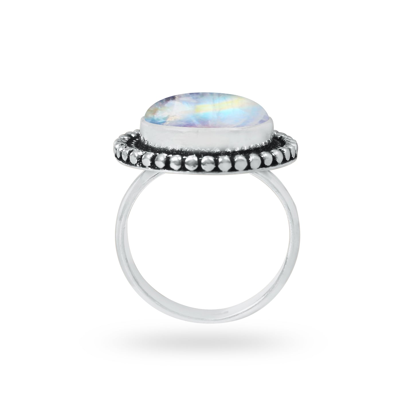 Rainbow Moonstone AA Rings – Silver-Plated, Handmade, Shimmering Grey-Blue (US Sizes 6–10, Non-Adjustable)