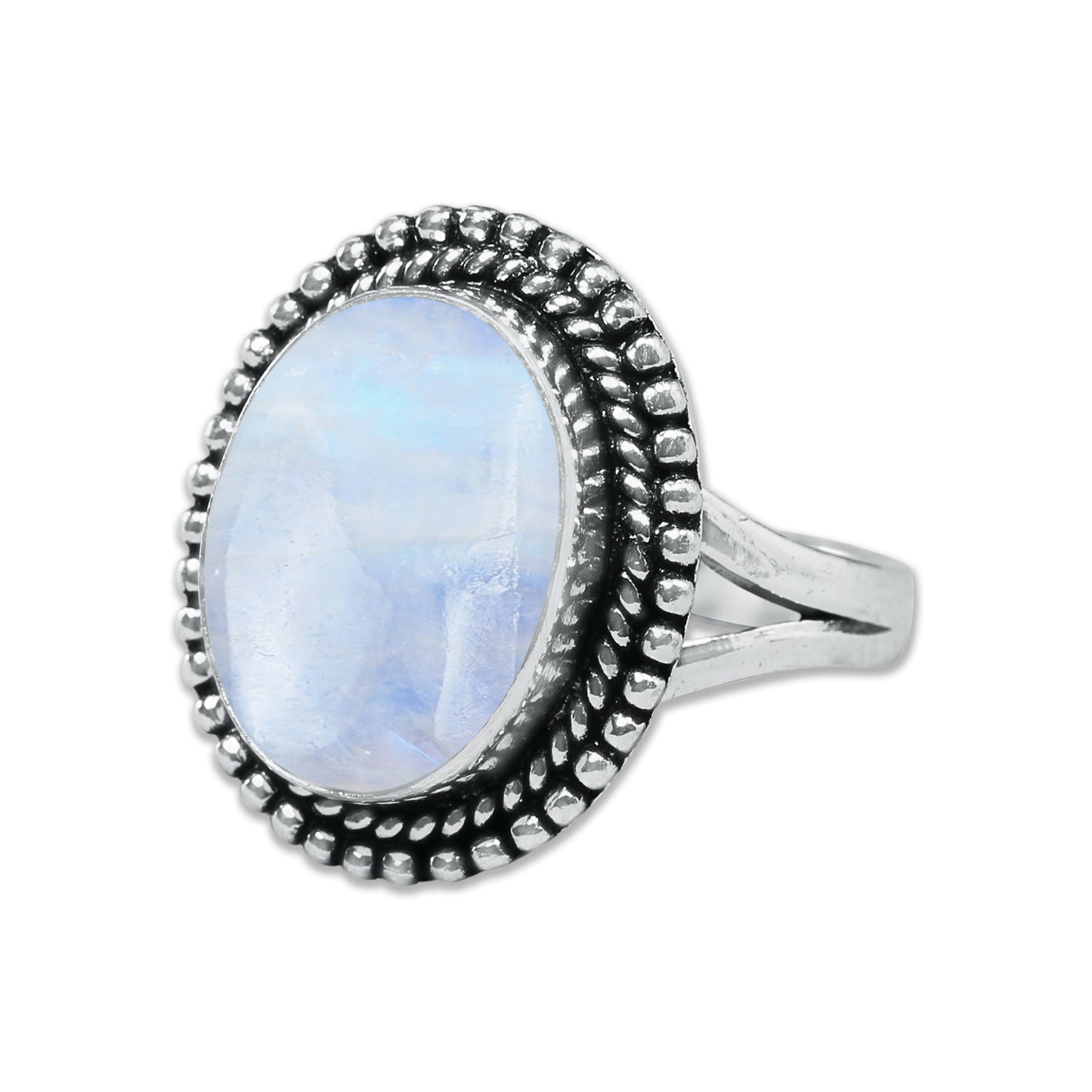 Rainbow Moonstone AA Rings – Silver-Plated, Handmade, Shimmering Grey-Blue (US Sizes 6–10, Non-Adjustable)