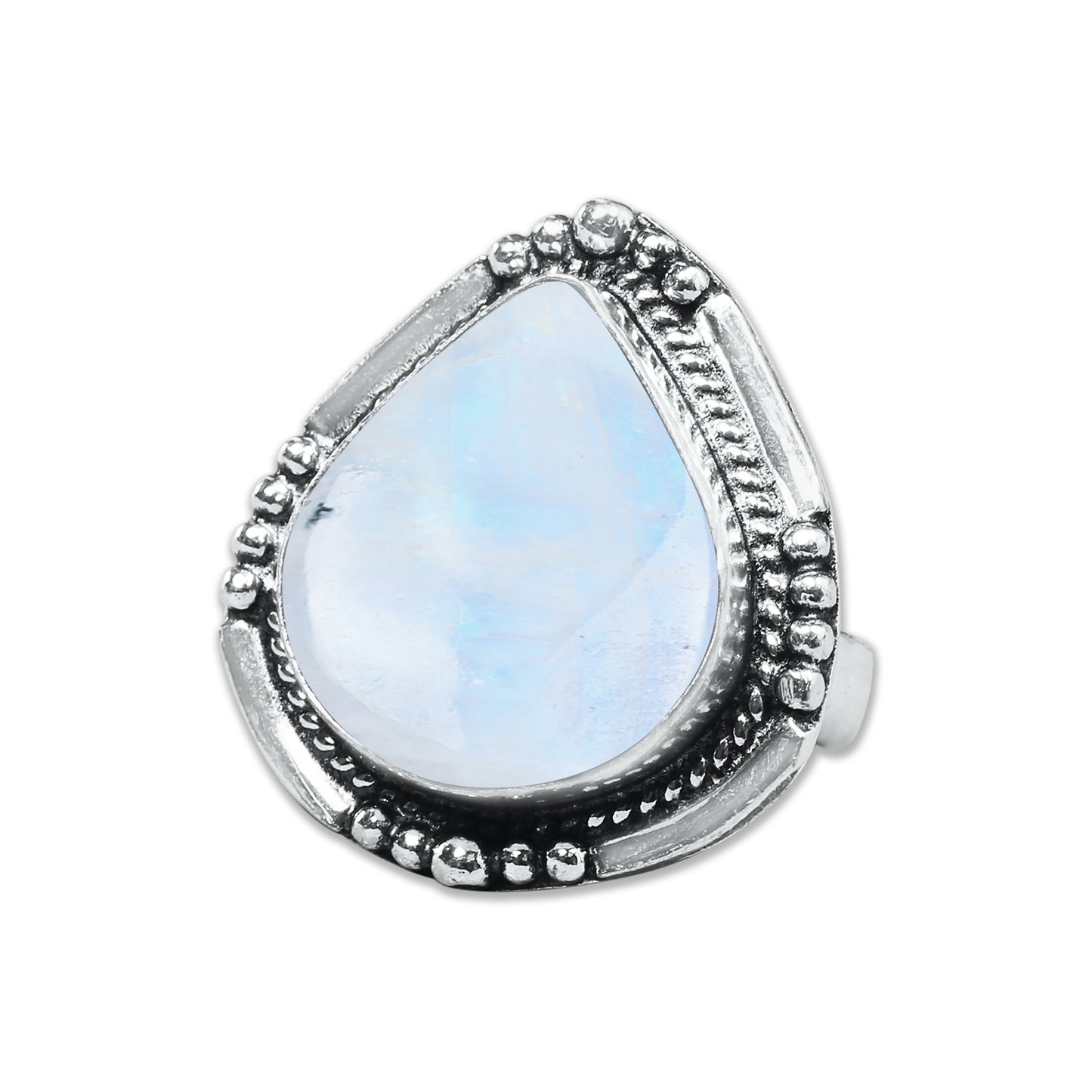 Rainbow Moonstone AA Rings – Silver-Plated, Handmade, Shimmering Grey-Blue (US Sizes 6–10, Non-Adjustable)