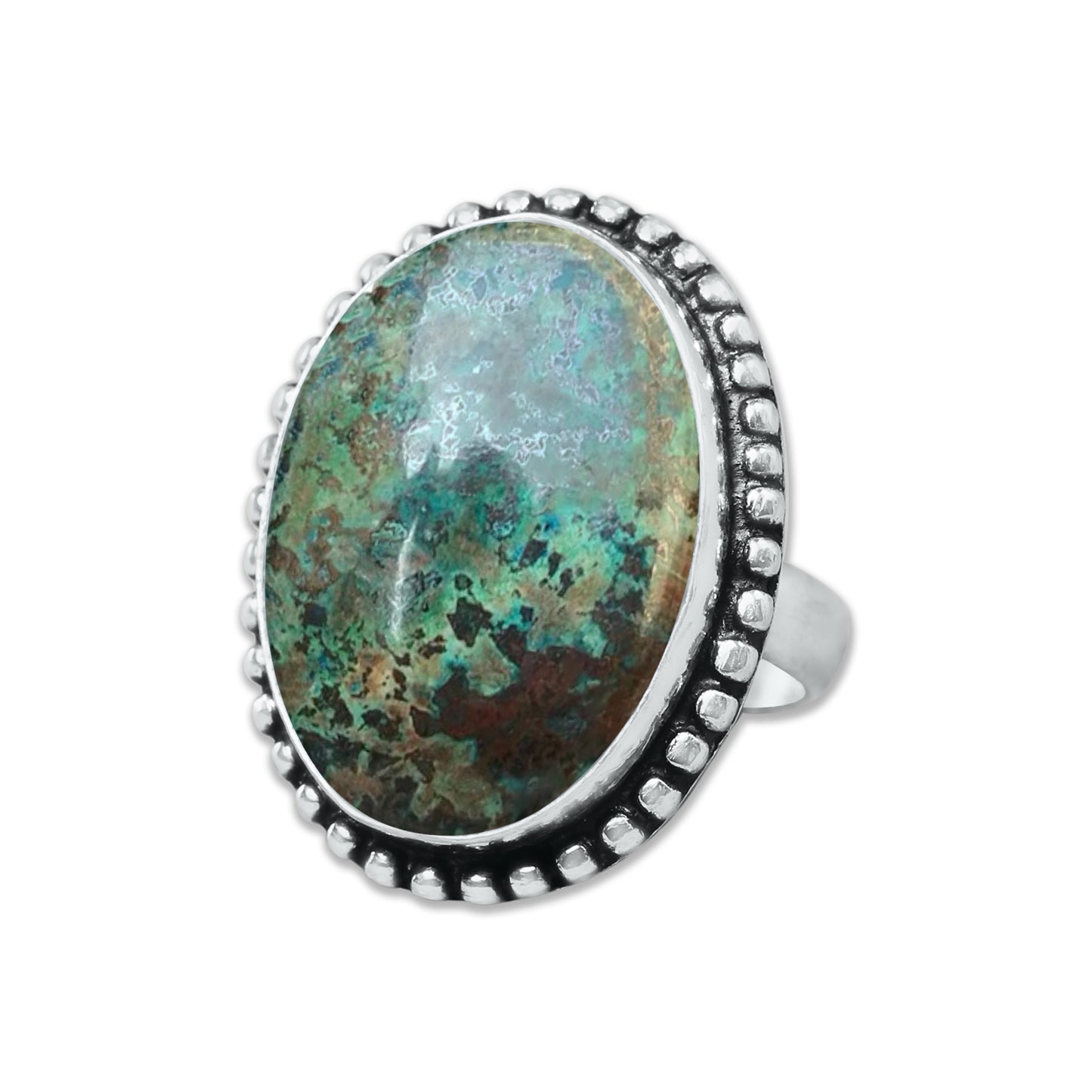 Chrysocolla Rings – Silver-Plated, Handmade, Earthy SeaGreen (US Sizes 6–10, Made to Order)