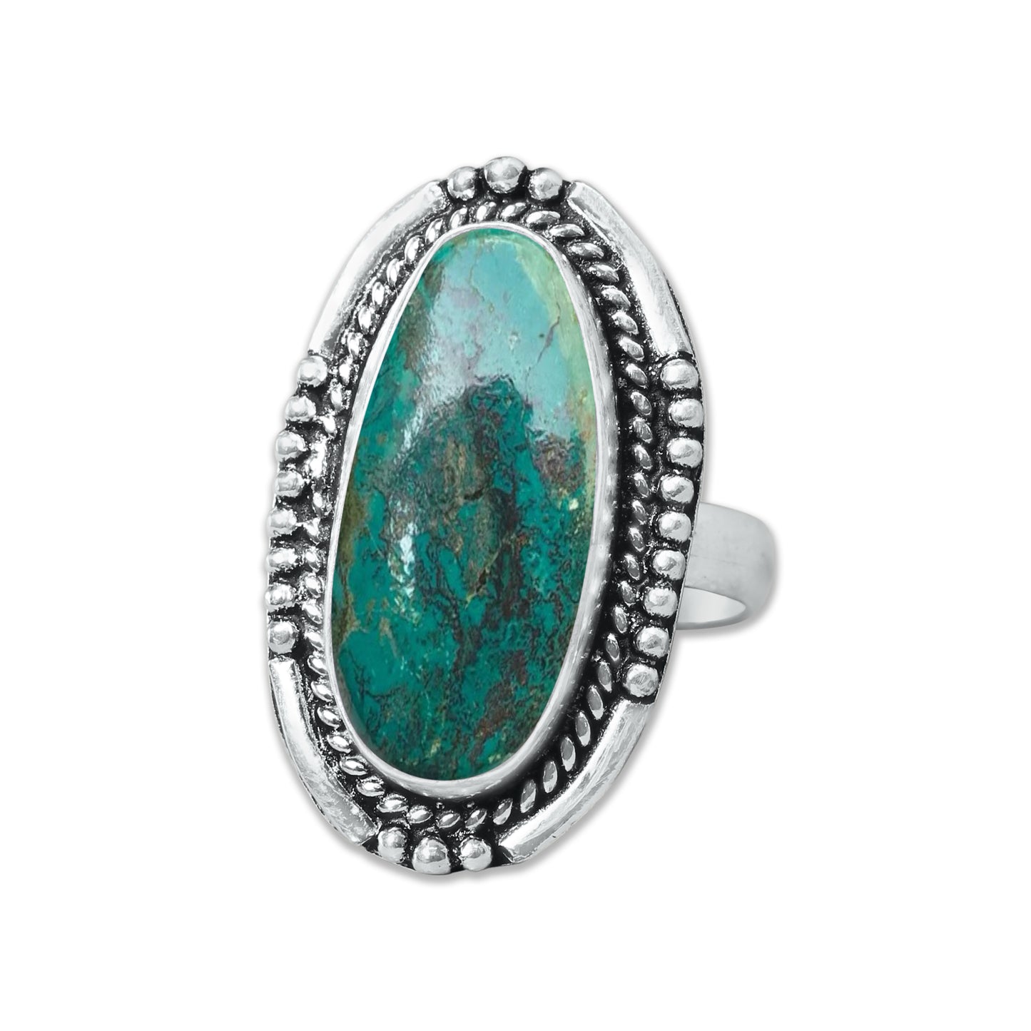 Chrysocolla Rings – Silver-Plated, Handmade, Earthy SeaGreen (US Sizes 6–10, Made to Order)