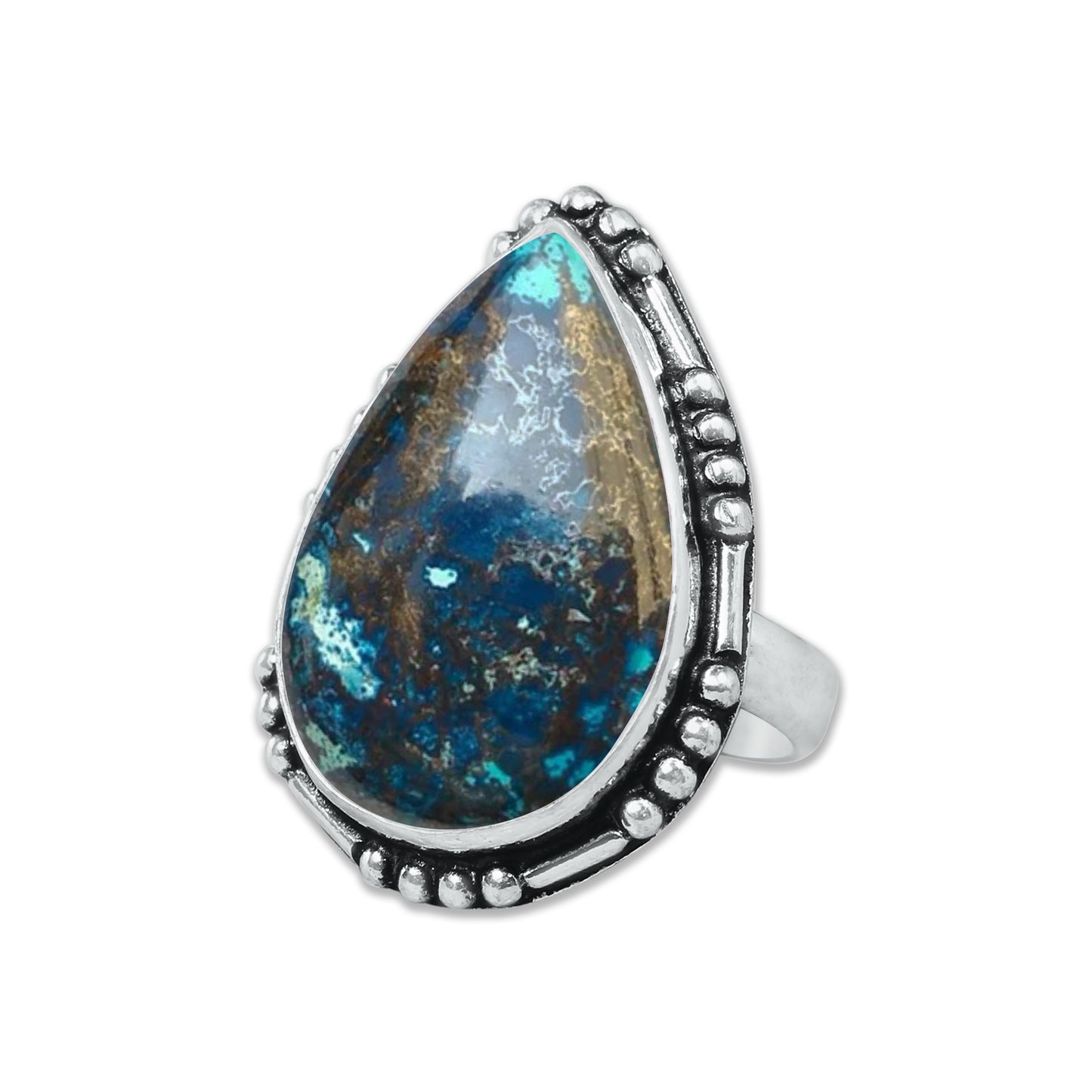 Chrysocolla Rings – Silver-Plated, Handmade, Earthy SeaGreen (US Sizes 6–10, Made to Order)