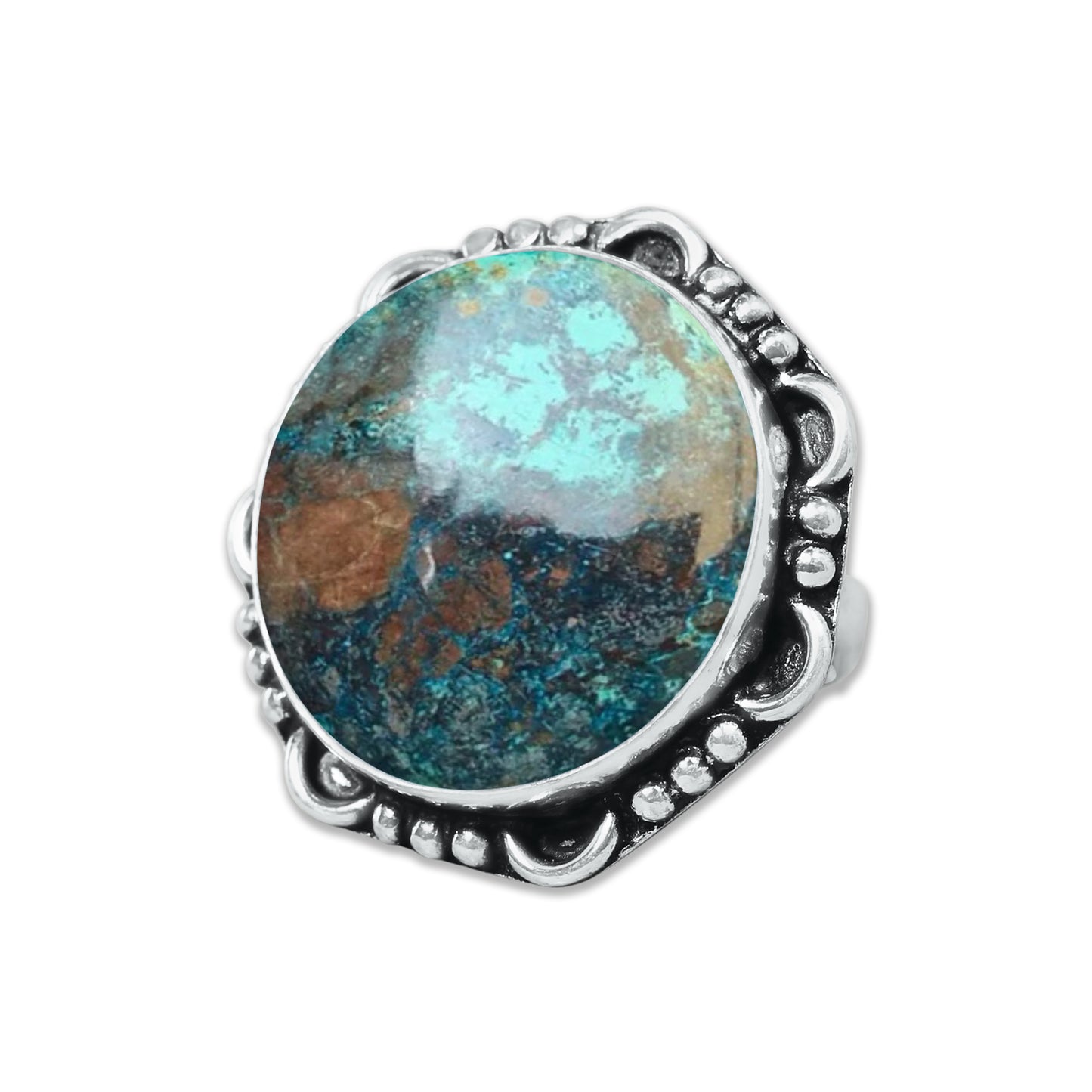 Chrysocolla Rings – Silver-Plated, Handmade, Earthy SeaGreen (US Sizes 6–10, Made to Order)