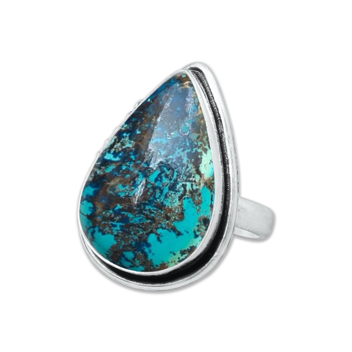 Chrysocolla Rings – Silver-Plated, Handmade, Earthy SeaGreen (US Sizes 6–10, Made to Order)