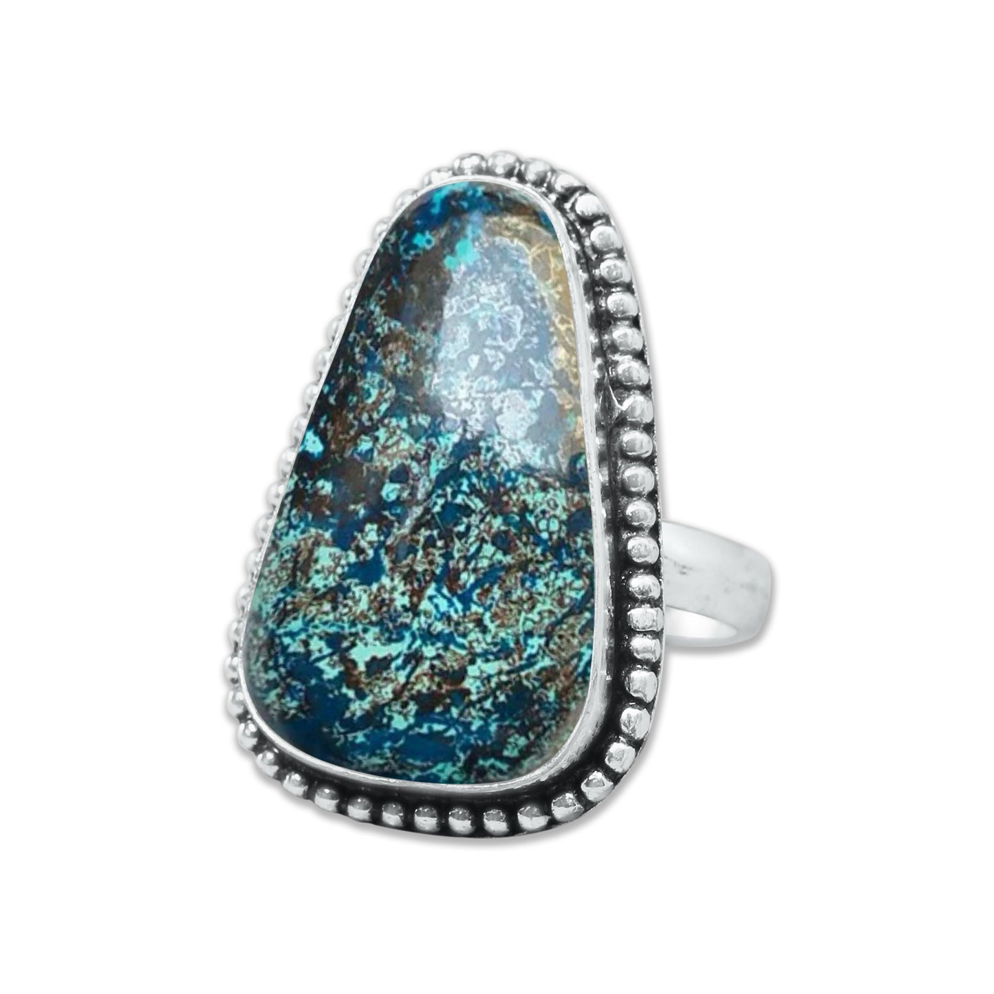 Chrysocolla Rings – Silver-Plated, Handmade, Earthy SeaGreen (US Sizes 6–10, Made to Order)