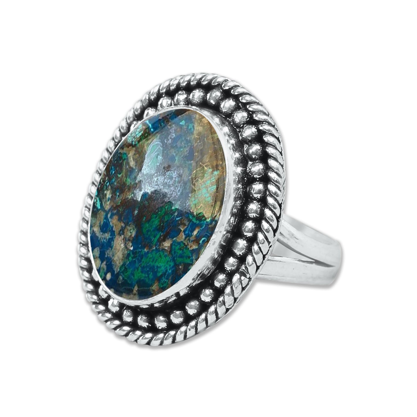 Chrysocolla Rings – Silver-Plated, Handmade, Earthy SeaGreen (US Sizes 6–10, Made to Order)