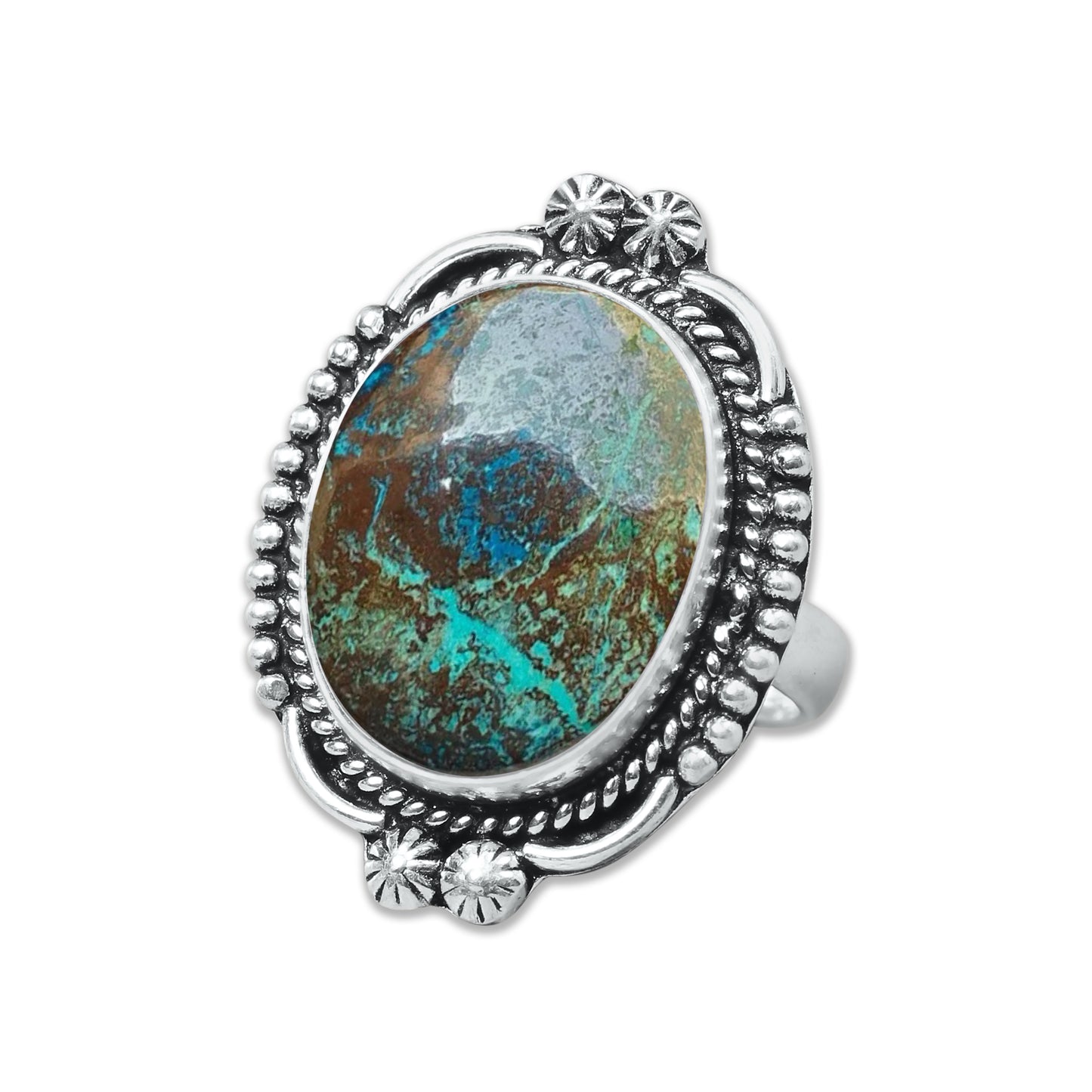 Chrysocolla Rings – Silver-Plated, Handmade, Earthy SeaGreen (US Sizes 6–10, Made to Order)