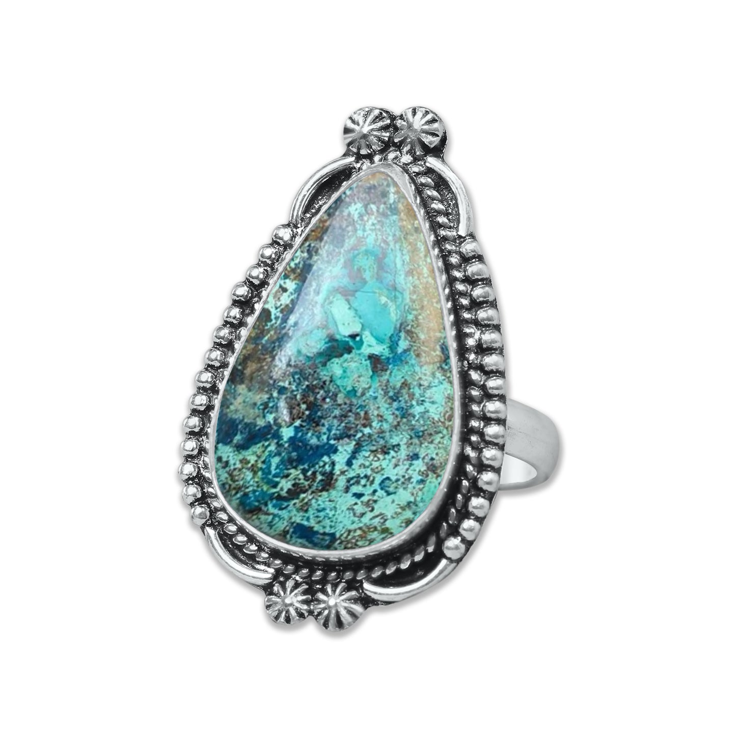 Chrysocolla Rings – Silver-Plated, Handmade, Earthy SeaGreen (US Sizes 6–10, Made to Order)