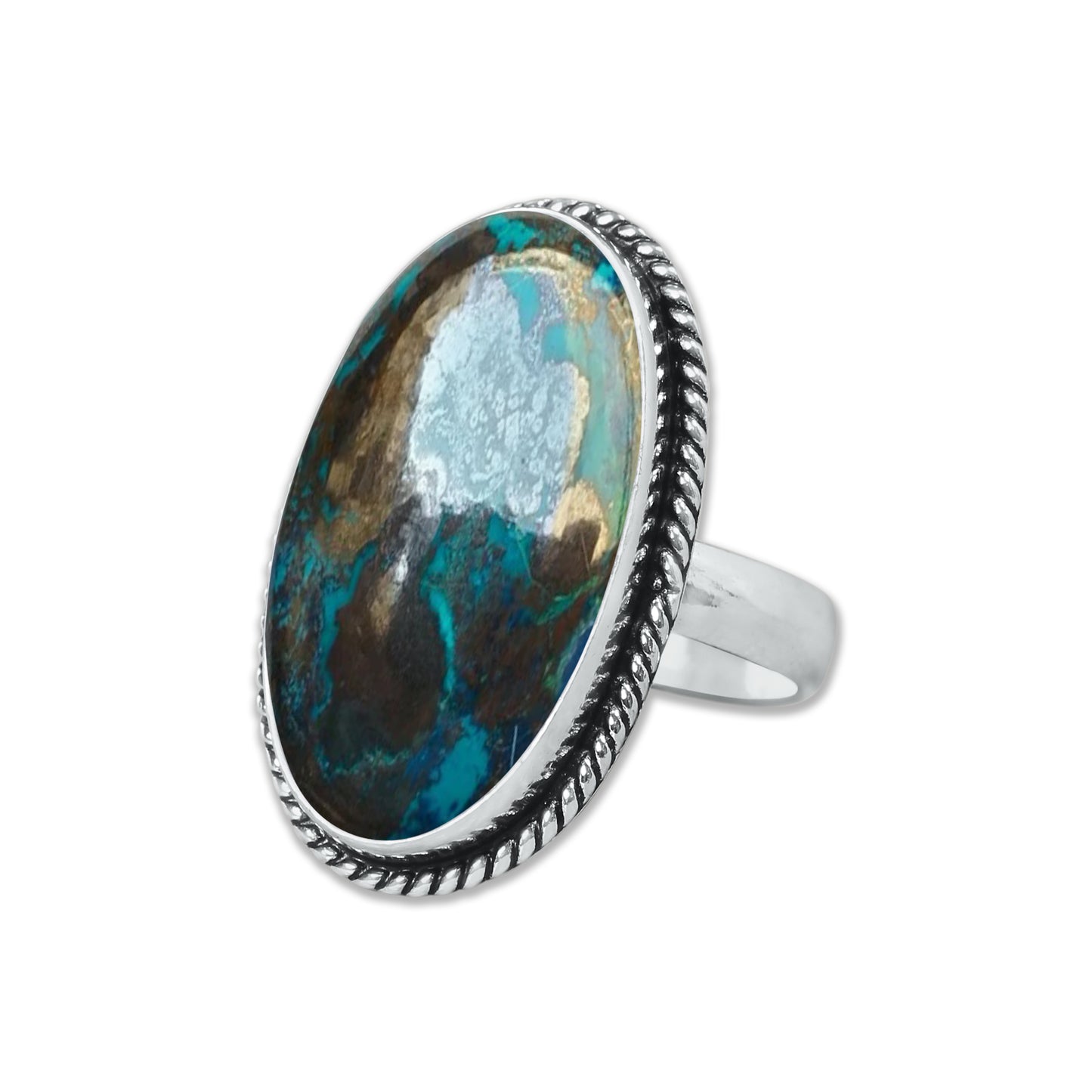 Chrysocolla Rings – Silver-Plated, Handmade, Earthy SeaGreen (US Sizes 6–10, Made to Order)
