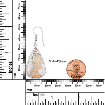 Boucles d'oreilles en agate Crazy Lace – Minimalistes, plaquées argent | Bijoux faits main en gros