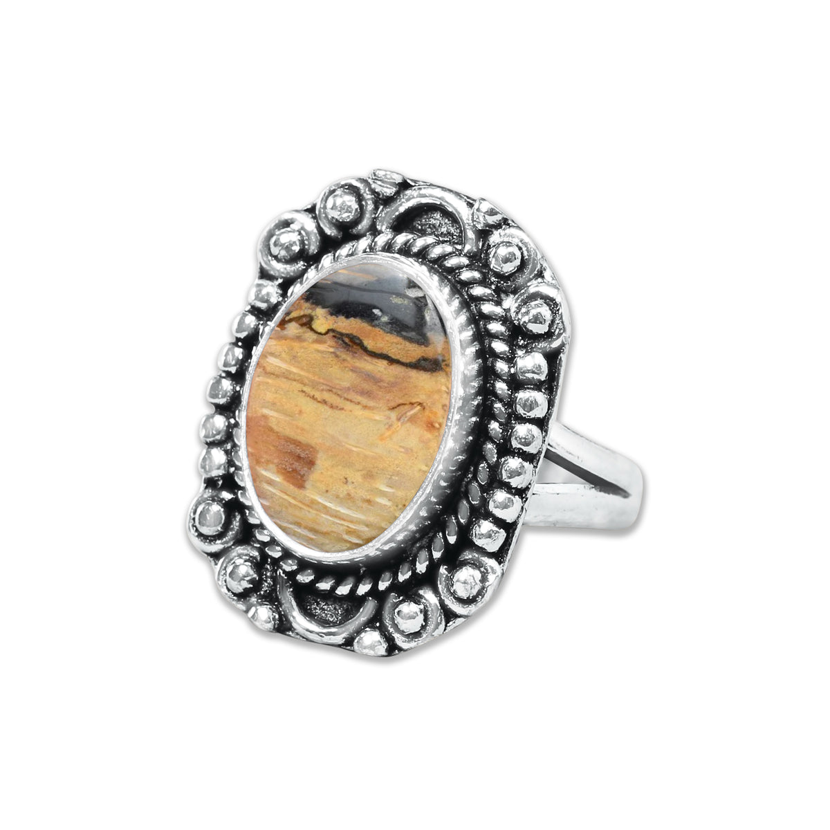 Palm Root Agate Rings – Silver-Plated, Handmade, Fossilized Palm Wood (Made to Order) | Wholesale