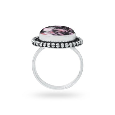 Rhodonite Rings – Silver-Plated, Handmade, Pink & Black Marbled (Made to Order) | Wholesale