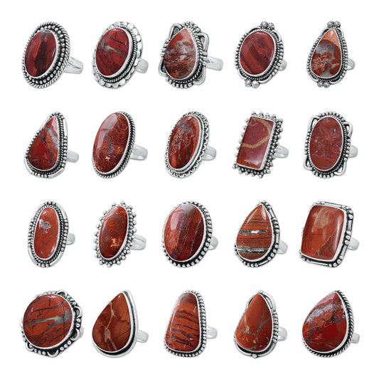 Red Jasper Rings – Silver-Plated, Handmade, Deep Crimson Grounding Stone (Made to Order) | Wholesale