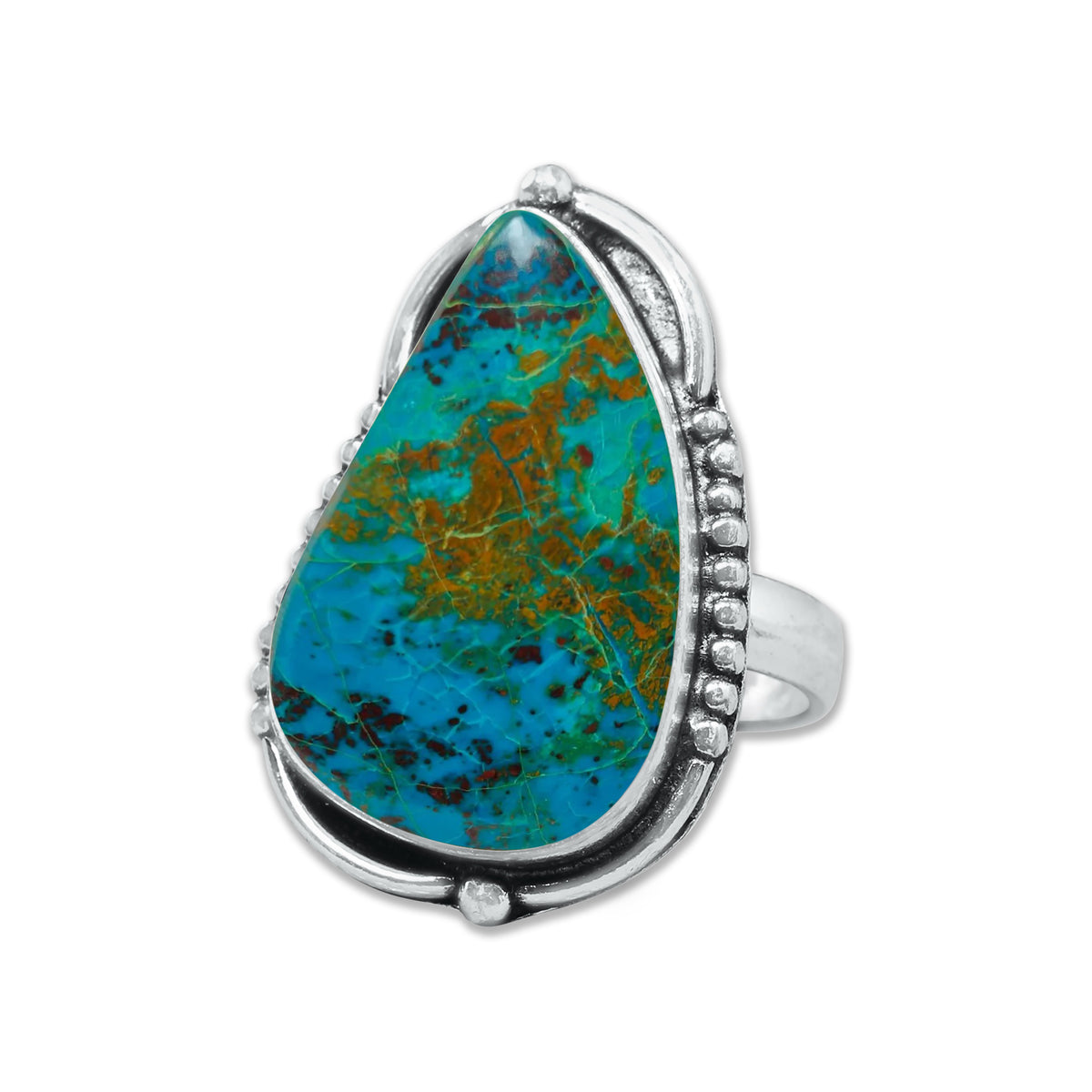 Chrysocolla Rings – Silver-Plated, Handmade, Premium Blue Shade (US Sizes 6–10, Non-Adjustable) | Wholesale