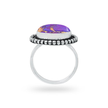 Purple Copper Turquoise Rings – Handmade, Silver-Plated, Boho (Made to Order)