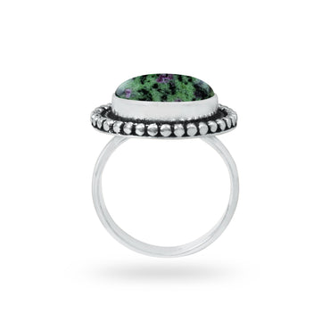 Ruby in Zoisite Rings – Handmade, Silver-Plated, Designer (Made to Order)