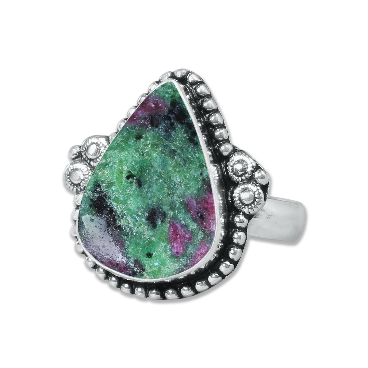 Ruby in Zoisite Rings – Handmade, Silver-Plated, Designer (Made to Order)