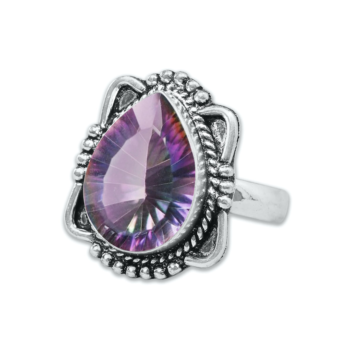 Bagues en topaze mystique pour femmes Bagues en cristal de topaze mystique arc-en-ciel Bijoux faits à la main