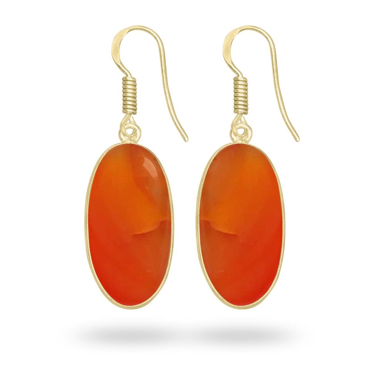 Carnelian Earrings – 18K Gold-Plated Bezel, Handmade Minimal Design | Made to Order