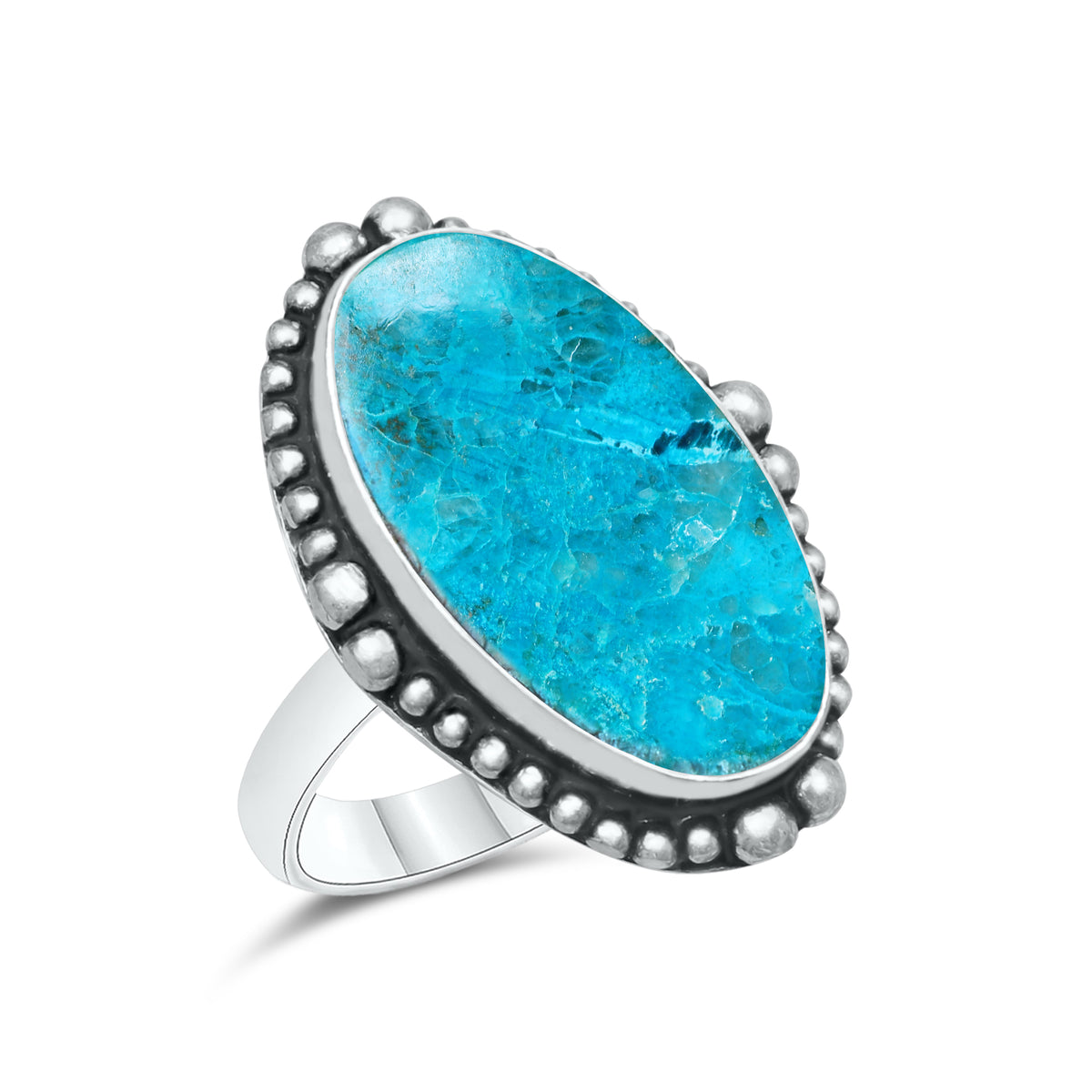 Azurite Chrysocolla Rings – Silver-Plated, Handmade, Ocean Blue (US Sizes 6–10, Non-Adjustable) | Wholesale