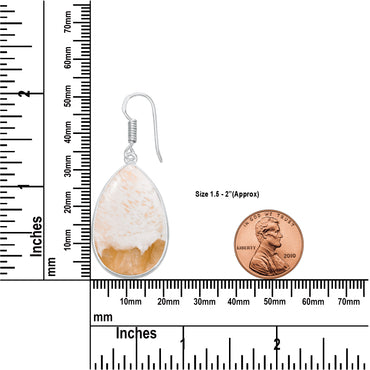 Peach Scolecite Earrings – Silver-Plated Bezel, Handmade Design | Made to Order