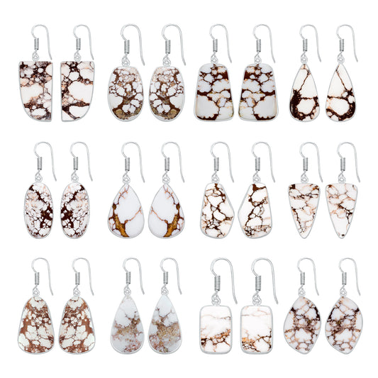 Wild Horse Agate Earrings – Silver-Plated Bezel, Handmade Design | Made to Order