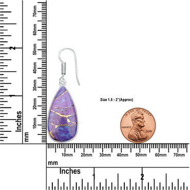 Purple Copper Turquoise Earrings – Silver-Plated Bezel, Handmade Design | Made to Order
