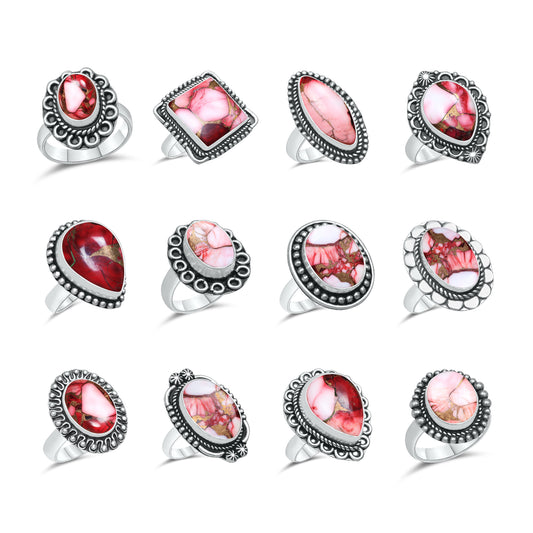 Red Mojave Copper Turquoise Rings | Boho Statement Rings | Wholesale