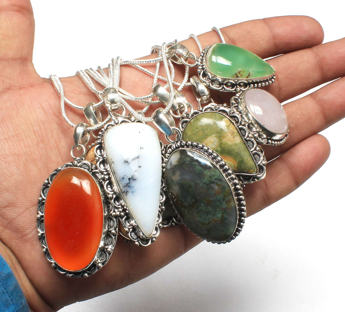 Assorted Crystal Pendants – Silver-Plated, Handmade, Mixed Designs | Wholesale