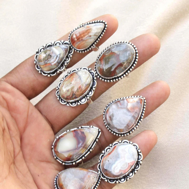 Damenringe Crazy Lace Achat Kristall handgefertigte Ringe Schmuck für Großhandelslose