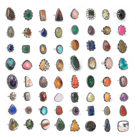 Assorted Crystal Rings – Silver-Plated, Mixed Sizes & Designs | Wholesale