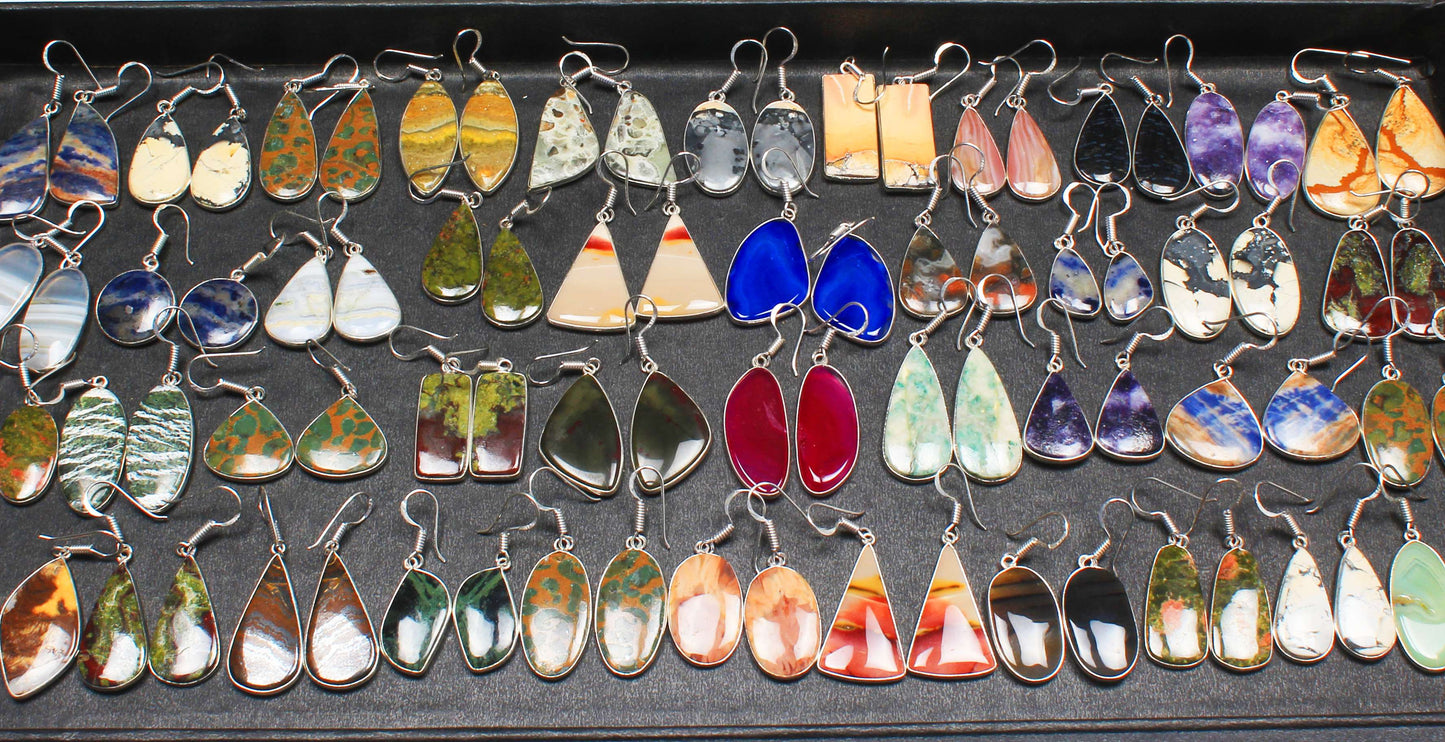 Assorted Crystal Earrings – Silver-Plated, Handmade, Minimalist | Wholesale